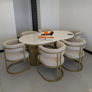 Metallic 6-Seats Dining set with an epoxy marble top