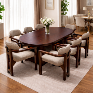 Modern 8-seater Dining Table Set with Upholstered Chairs