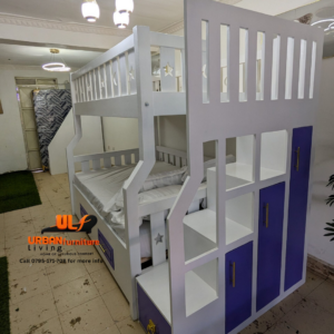 White and purple Bunk Bed. 4by6 Down 3.5by6