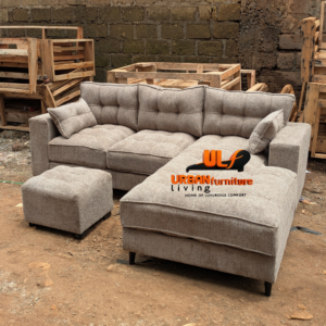 Modern  Brown L-Shaped Sectional Sofa – Spacious 5-Seater