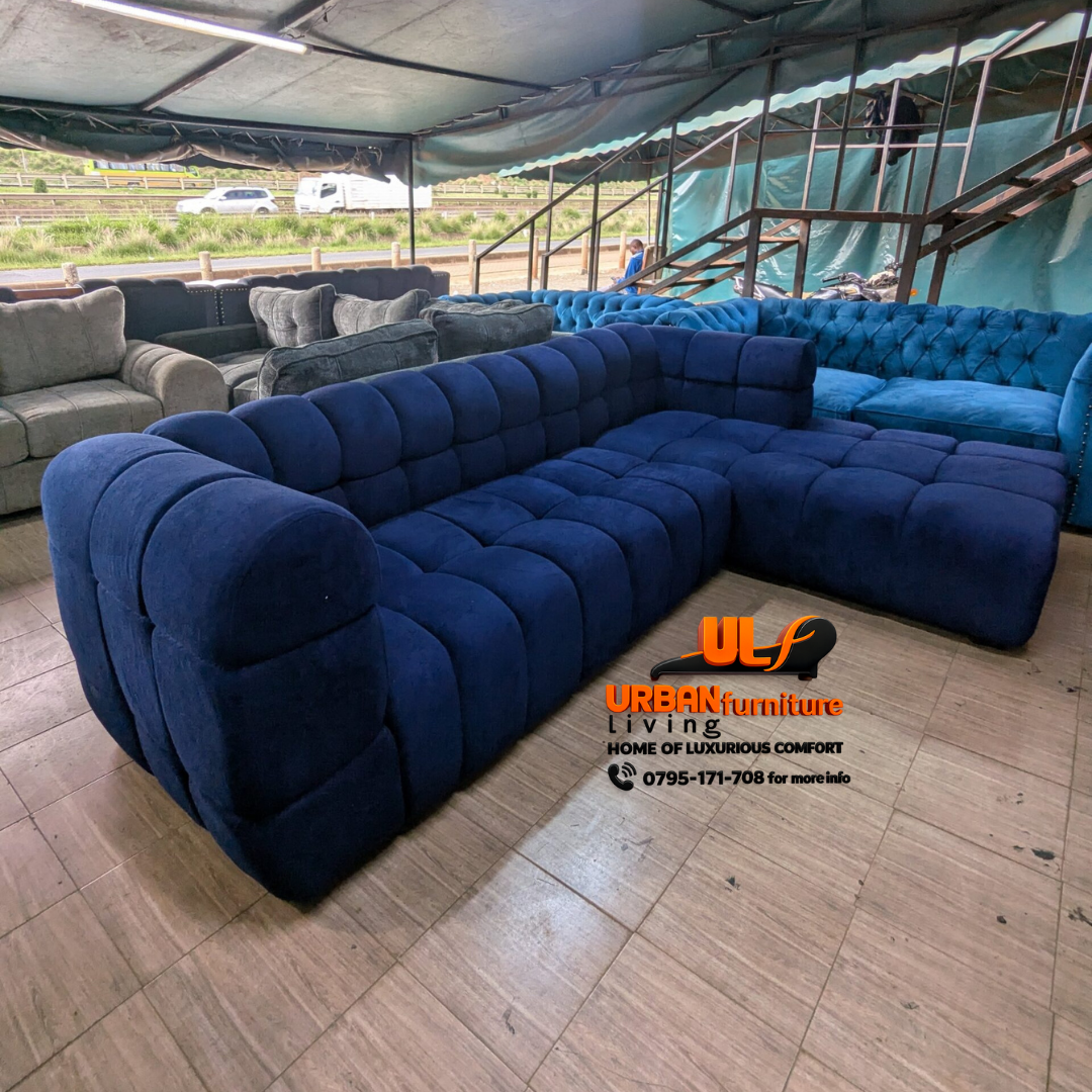 luxurious blue Bubble L-Shape Sofa