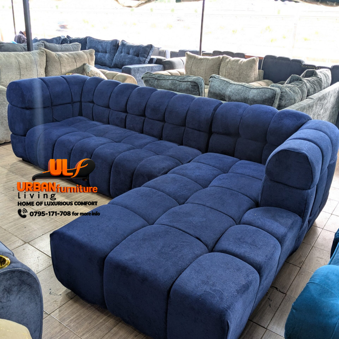 luxurious blue Bubble L-Shape Sofa - Image 3