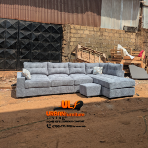 7 Seater Grey L shaped Sofa