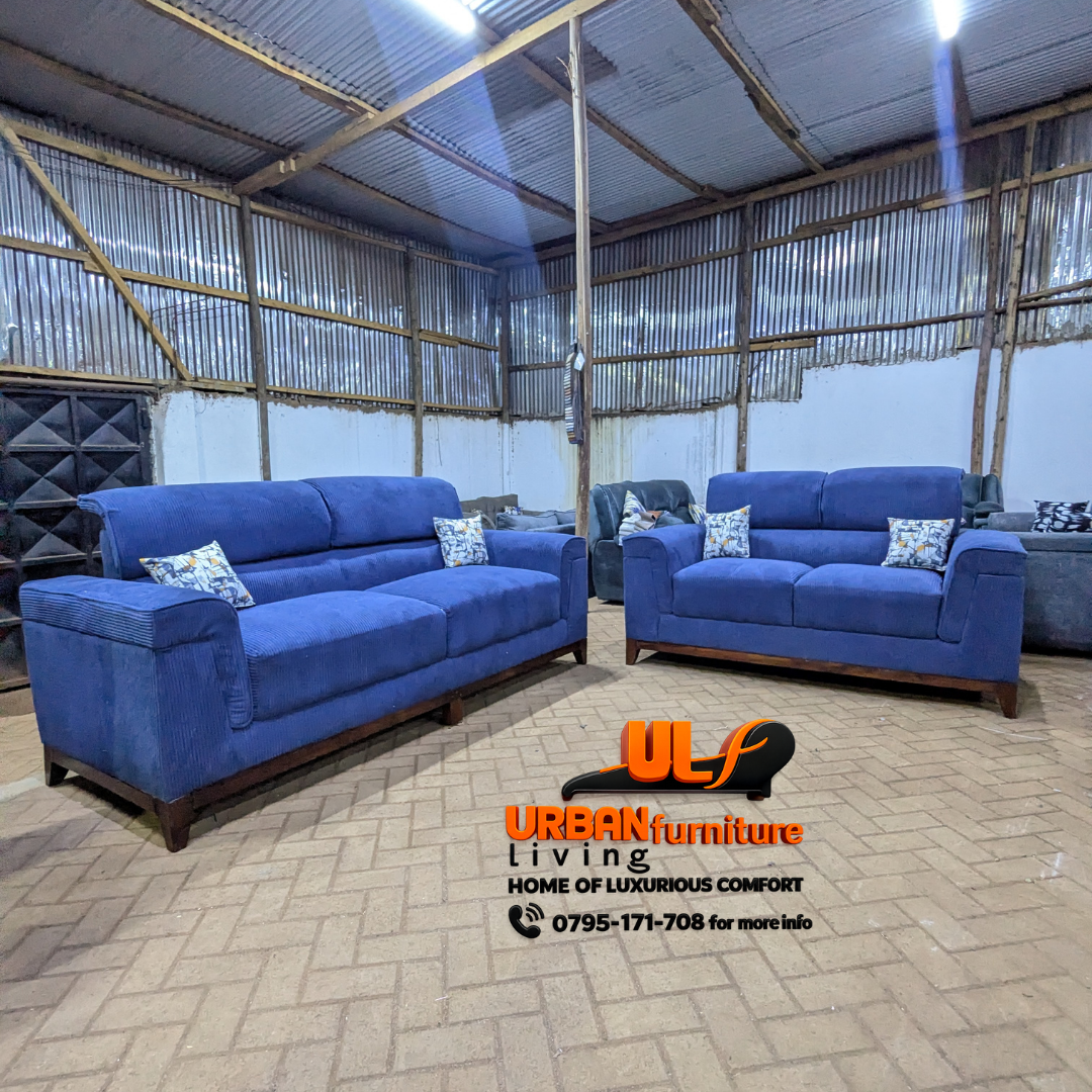 Modern 5-Seater 3+2 Blue Sofa Set – Elegant Comfort Living Room Set