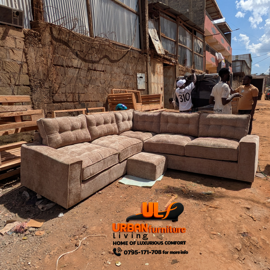 Modern Brown L-Shape Sofa – Elegant Comfort Sectional Couch - Image 3