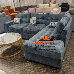 Family Comfort Sectional L-Shape Sofa with Ottoman