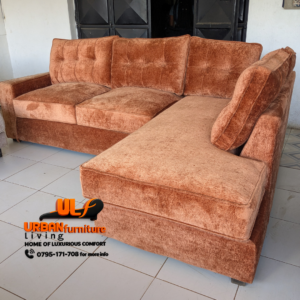 L shaped brown sofa