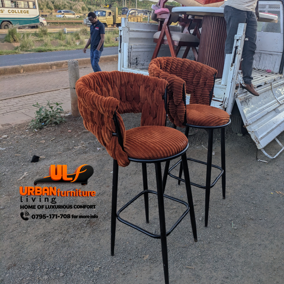 Rustic Luxe Corduroy Bar Stool - Image 3