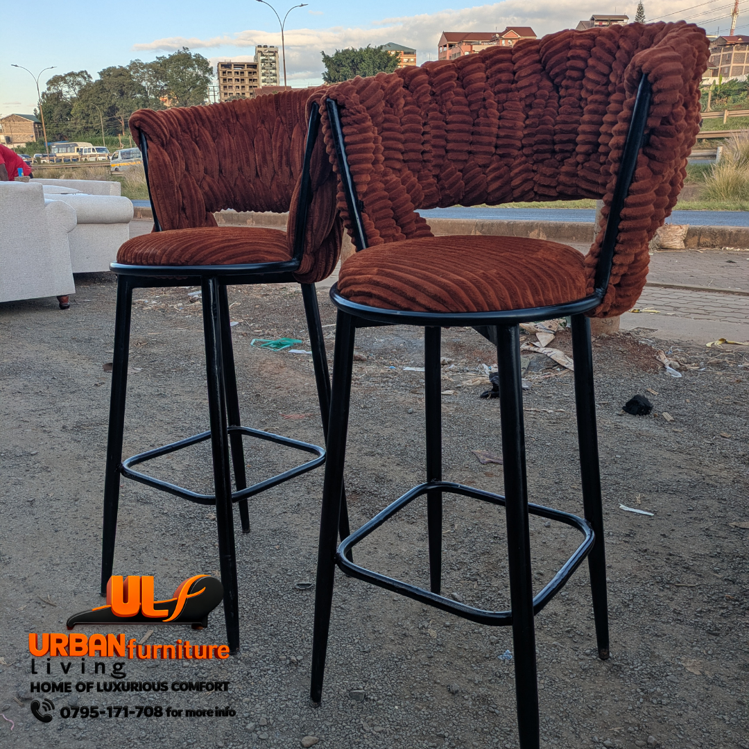 Rustic Luxe Corduroy Bar Stool - Image 4