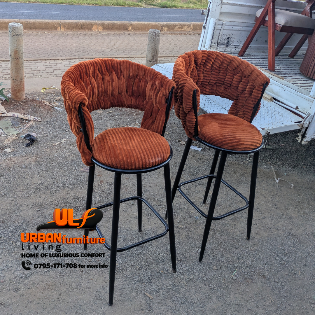 Rustic Luxe Corduroy Bar Stool