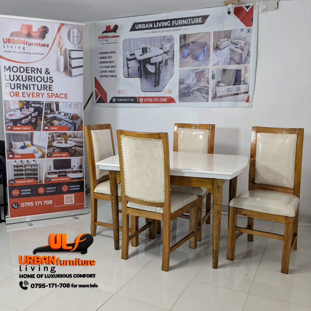 Elite Marble Top 4-Seater Dining Set